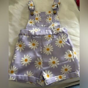 Girls' Lavender Daisy Short Overalls size 2-3